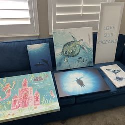 Wall Decor- Ocean/Beach Theme 6 Pieces Canvas