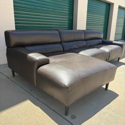 Dark Brown Italian Leather Sectional Couch 🛻Delivery Available🛻