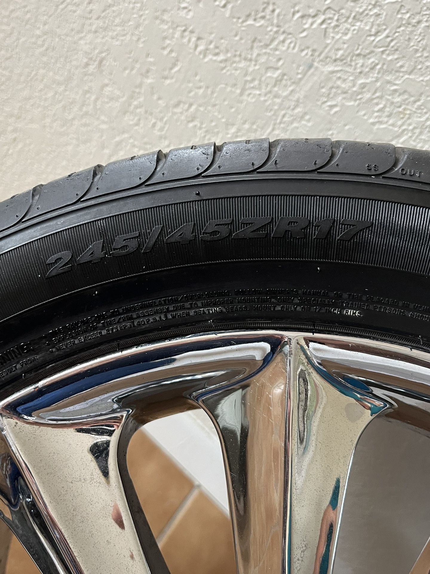 Chrome Wheels And Tires 17in SET OF FOUR For GM Cars. Fits Chevrolet