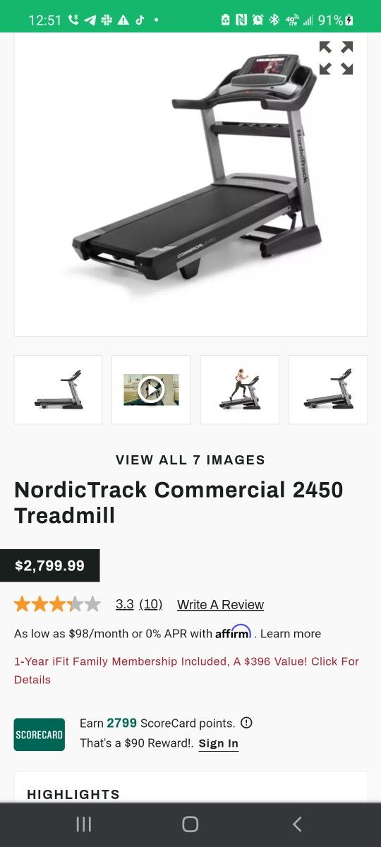 Nordictrack Commercial 2450 New In Box With ifit 1 Year Subscription 