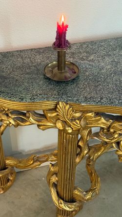 Gilt Wood Console Table with Marble Top