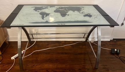 Glass desk World Map