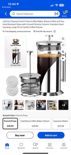 Cafe De Chateau French Press Coffee Maker