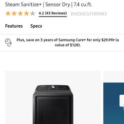 Samsung Larg Compacity Washer And Dryer 