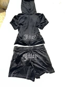 Sizes M & L Juicy Couture Y2K Velour Bling tracksuit Shorts Set Liquorice Black New 