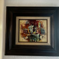 Luigi Fratello Framed Oil Painting Harbor Scene