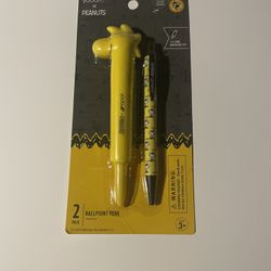 Yoobi Peanuts Yellow Bird Ballpoint Pen Set 2 Pack New Sealed Fun Designs Write