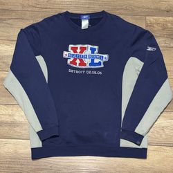 Reebok Pullover Sweatshirt Mens M Fleece Embroidered Super Bowl XL Detroit FLAWS