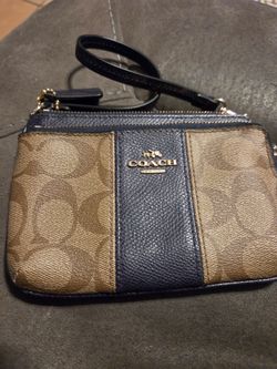 New blue and brown coach wrist bag