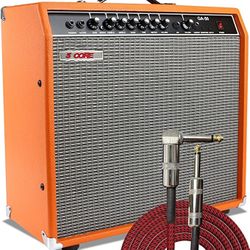 Amplifire Electric Guitar Bass Amp 50 Watt Amplifier Built in Speaker 2 Input Headphone Jack & LineOut Input Includes Boost Crunch Master 3 EQ – Orang