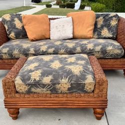 Vintage Tommy Bahama Rattan Sofa Set (Refinished & Sealed)
