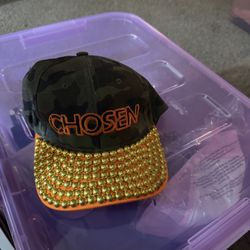 Fatigue And Orange Hat With Gold Studs 