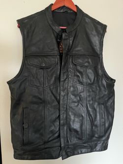 Leather motorcycle vest