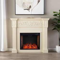 Electric Fireplace - SEI Furniture Calvert Criss-Cross 15"W x 40"D x 45"H