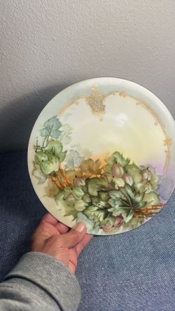 Antique , Porcelian,  Limoges signed plate 1911 floral 8.5x8.5"