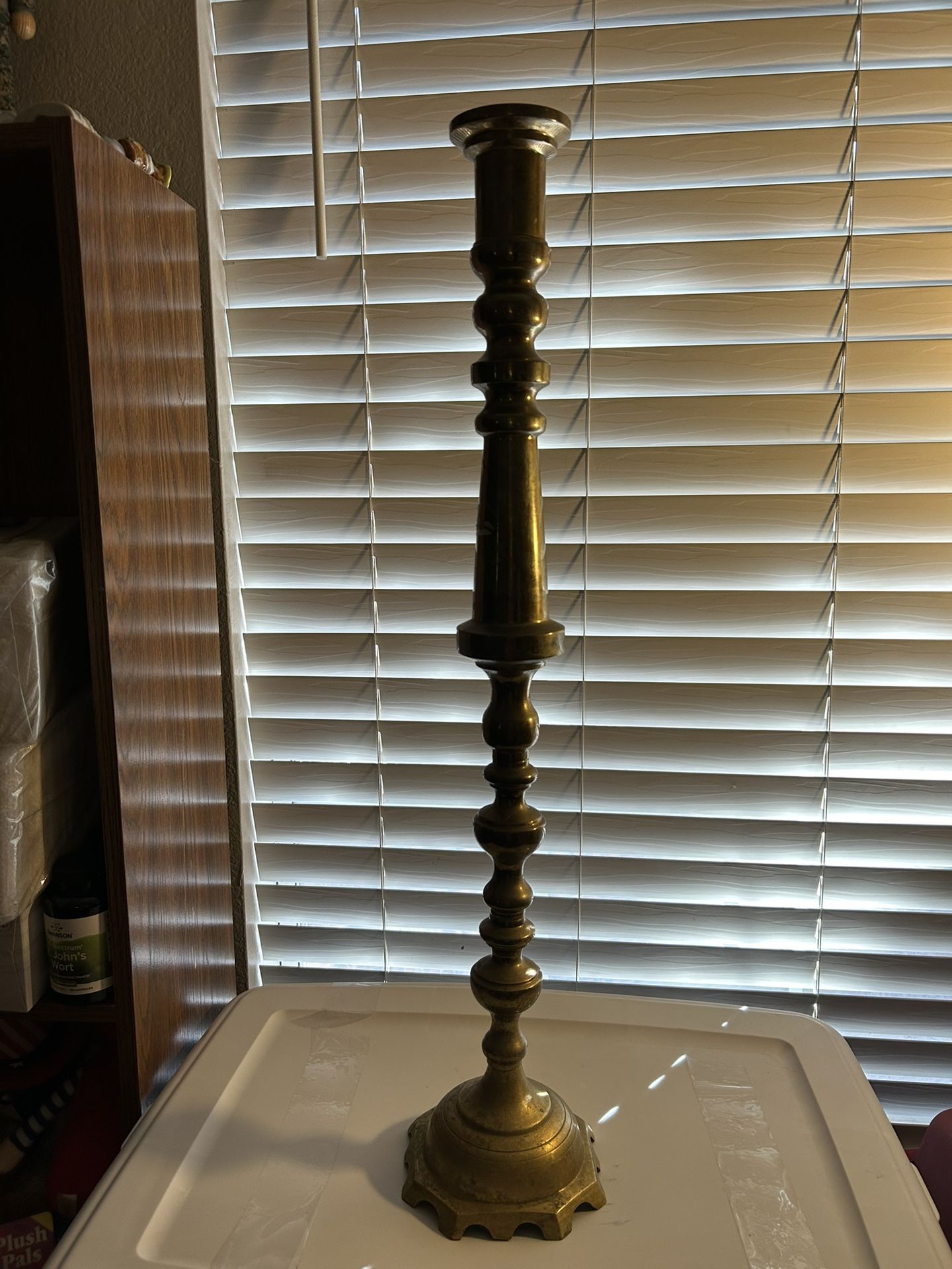 Heavy Brass 28 Inch Tall Candle Holder