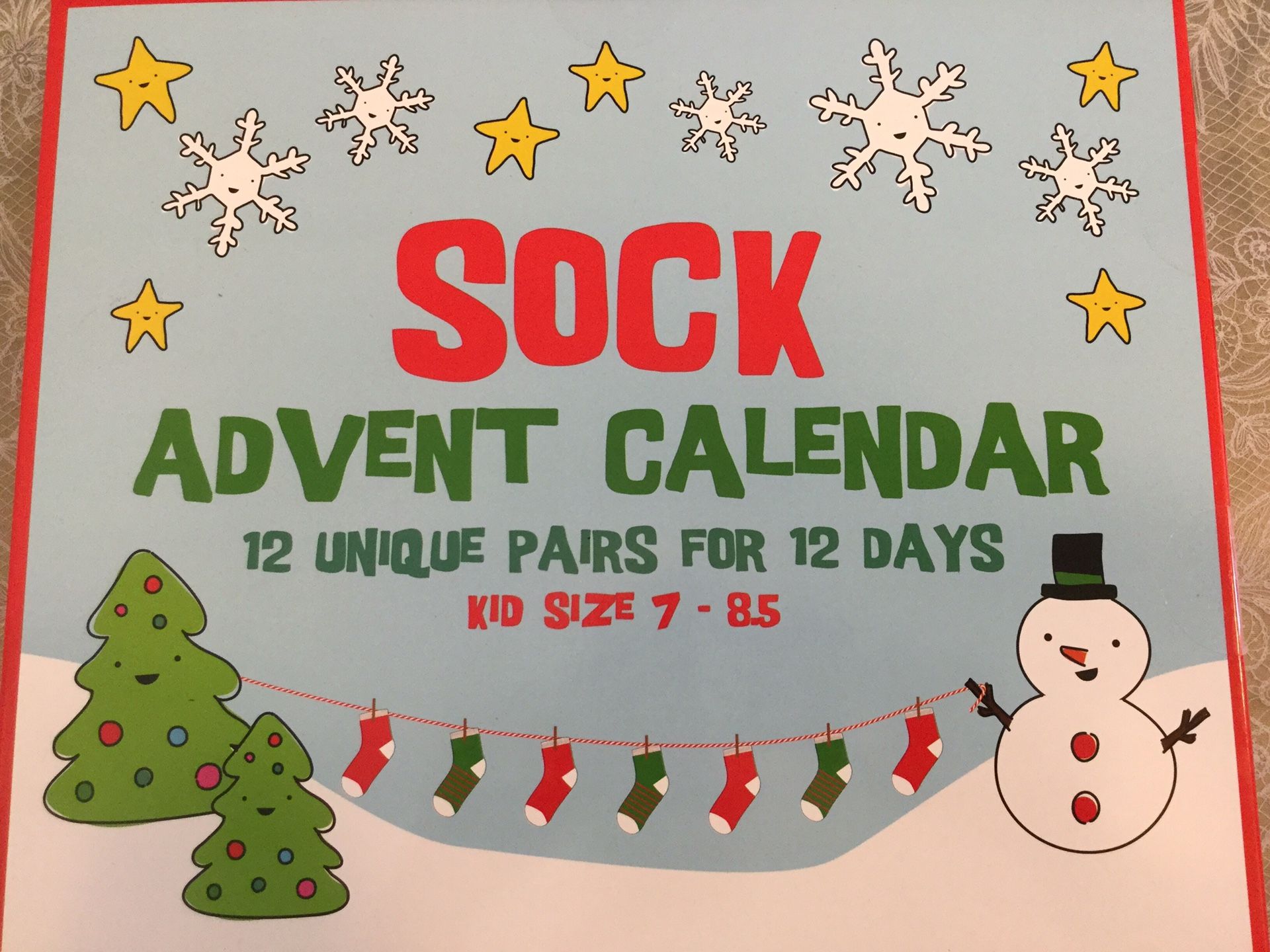 Kids Sock Advent Calendar 12 Pairs 12 Days