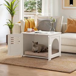 New in Box – WEEENFON White Cat Litter Box Enclosure Cabinet (Large)