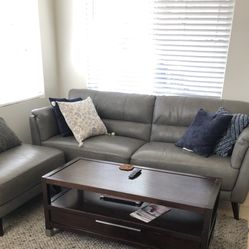 Gray Sofa With Ottoman 