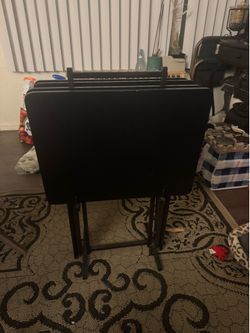Ser of 4 Black TV trays