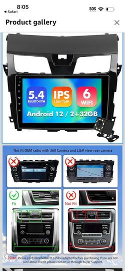 10.1 Inch WiFi 6 IPS Touchscreen Android 12 Bluetooth 5.4 Car Stereo for Nissan Altima with Wireless CarPlay & Android Auto 2+32GB Car Radio, Support 