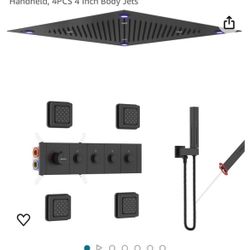 Temperature Shower System Matte black, Push Button Diverter Shower Faucet with Ceiling Mount Dual Modes 20 Inch LED Shower Head