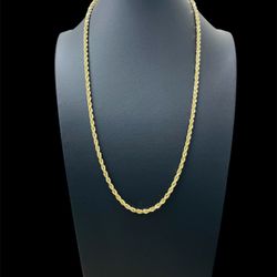 24” 10K Yellow Gold Diamond Cut Rope Chain