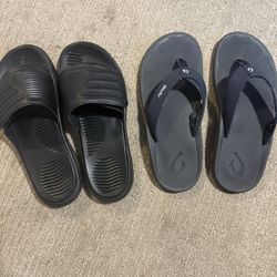 Men’s Adidas Slip-Ons and Olukai Sandals Size 11-12