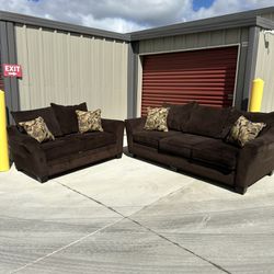 FREE DELIVERY&INSTALLATION Brown Corduroy Couch+Loveseat Set