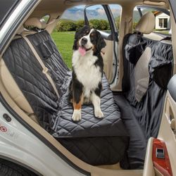 Car Seat Cover for Dogs- All Covered Back Bench Cover with Mesh Window- Hammock Combination- Detachable- Suitable for Most Vehicles ( Black, X- Larg)