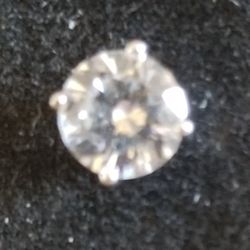Single Cz Earring In Sterling Silver 