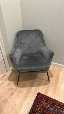 Velvet gray chair- excellent condition like brand new.