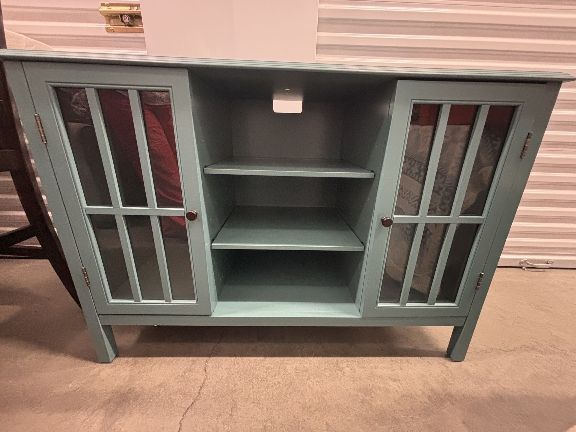 Like New • 2 Door Cabinet with Storage Shelves • Turquoise • Very Good Condition
