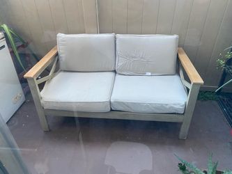 Outdoor Wood Frame Loveseat with Cushions