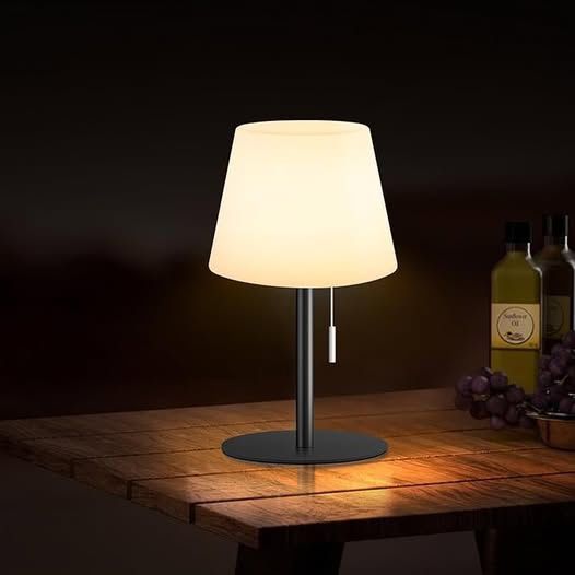 Cordless Rechargeable LED Table Lamp - Cream White & Black