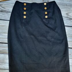 Lauren Ralph Lauren Hermitage Gold Button Skirt 