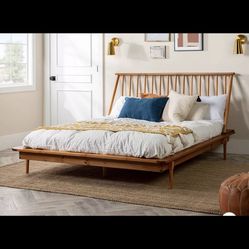 Bed Frame - Boho Solid Wood Spindle Platform Bed - Saracina Home