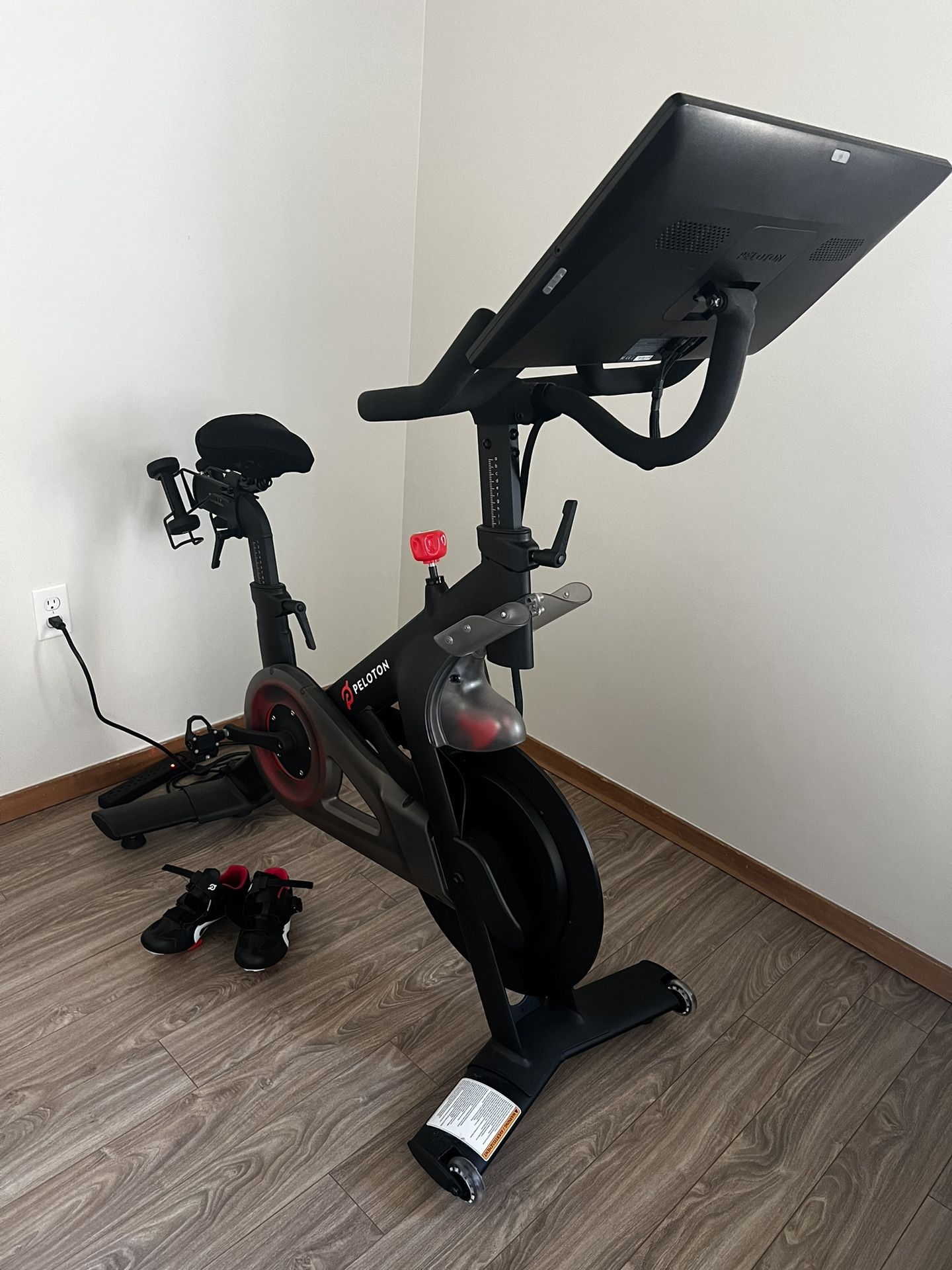 Peloton Bike, 38 Size Shoes, and weights 