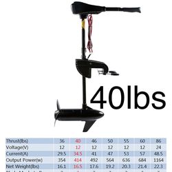 40 LBS Trolling Motor Electric Outboard Brushed Brushless for Fishing Boats Fresh & Saltwater