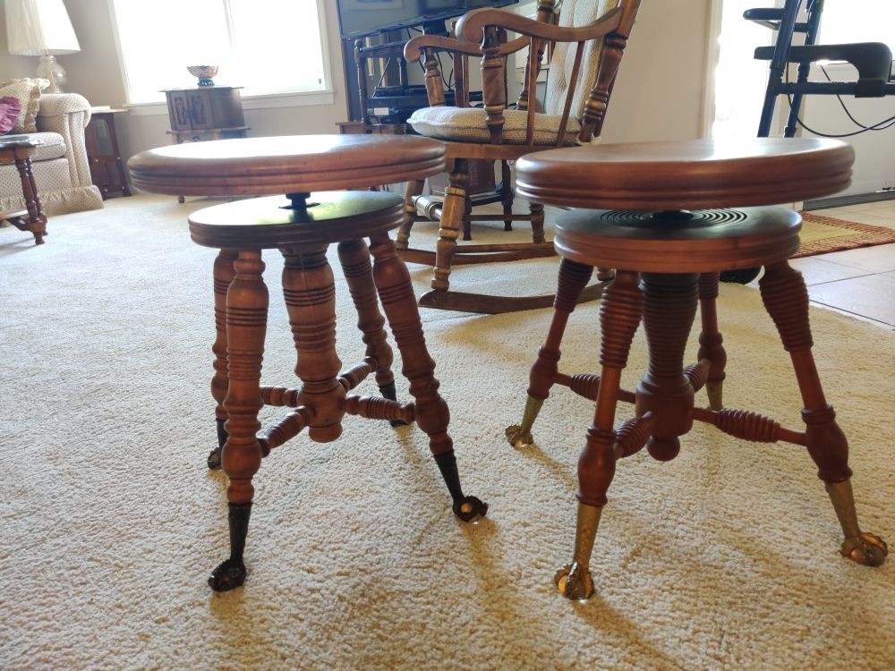 Antique swivel clawfoot ball piano stools