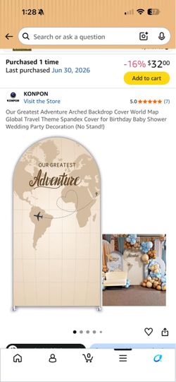 KONPON World Map Arched Backdrop Cover