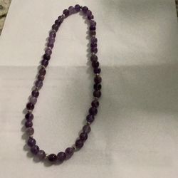 Amethyst Beads with Silver Spacers, 