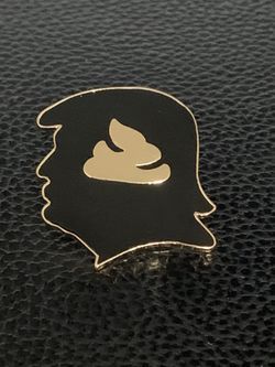 Trump Sh*t For Brains Enamel Pin Black and Gold Dump Trump 2020 Biden Political Pin