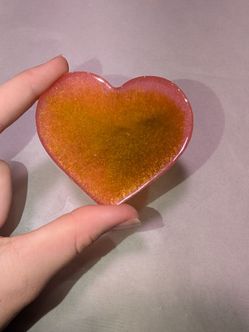 Orange and pink resin heart