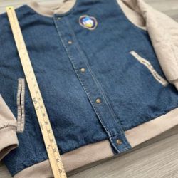 Vintage 90s Walt Disney World Varsity Jacket Denim Bomber Donald Adult Large