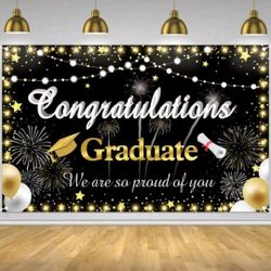 Black With Gold Graduation Backdrop 