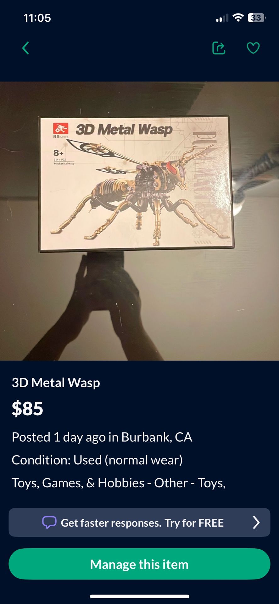 3D Metal Wasp