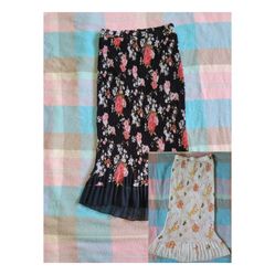 Black And White Floral Midi Skirt Set