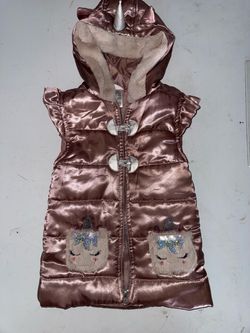 Girls Unicorn Puffer Vest with Hood