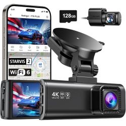 NEW! 4K Dash Cam Front/Rear, STARVIS 2 Sensor, SD Card Included, 5.8GHz WiFi-20MB/s Fast Download, GPS, WDR Night Vision, 170°Wide Angle, 24H Parking 